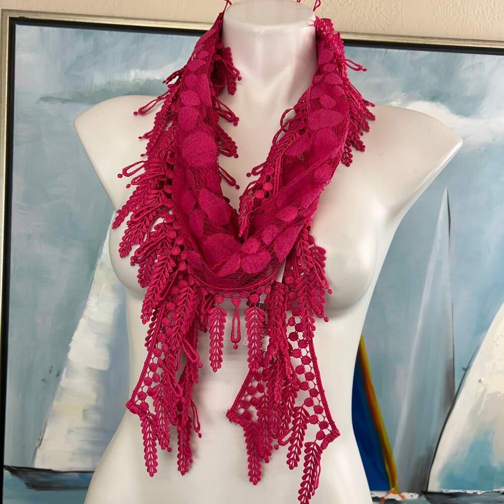 Chicos Hot Pink Summer Lace Scarf 
NWT.